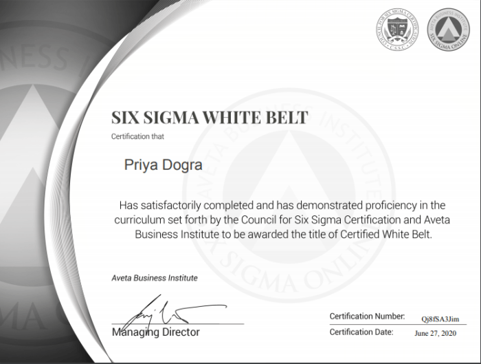 Sigma six certification belt answers training