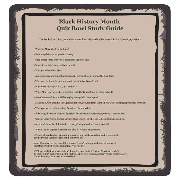 Black history quiz bowl questions and answers